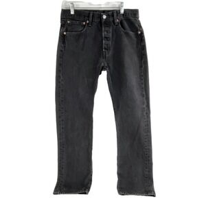 Levis 501 Jeans Mens 34X32 Black Denim Pants Original Straight Button Fly